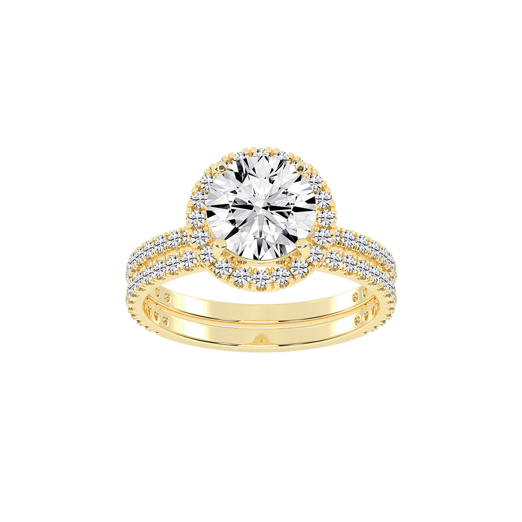 Halorina two row round cut halo lab diamond ring