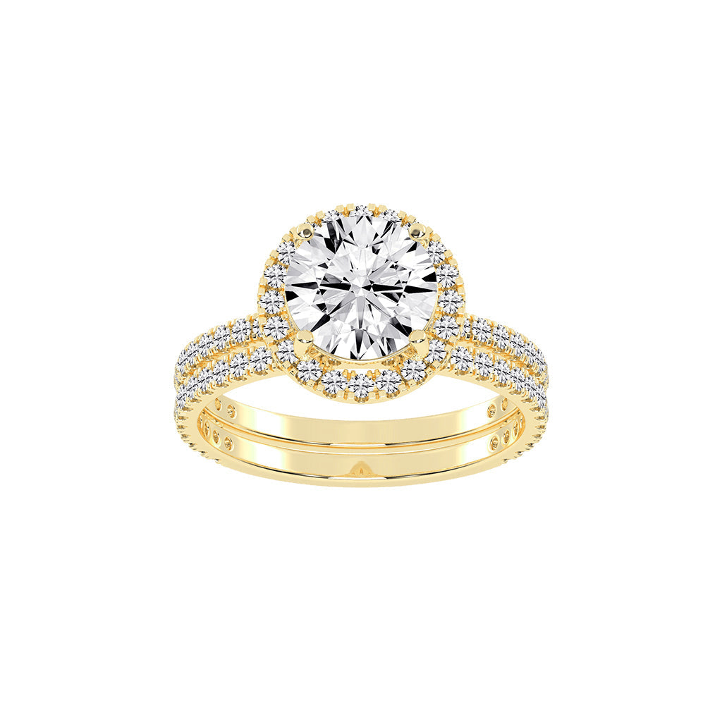 Halorina two row round cut halo lab diamond ring