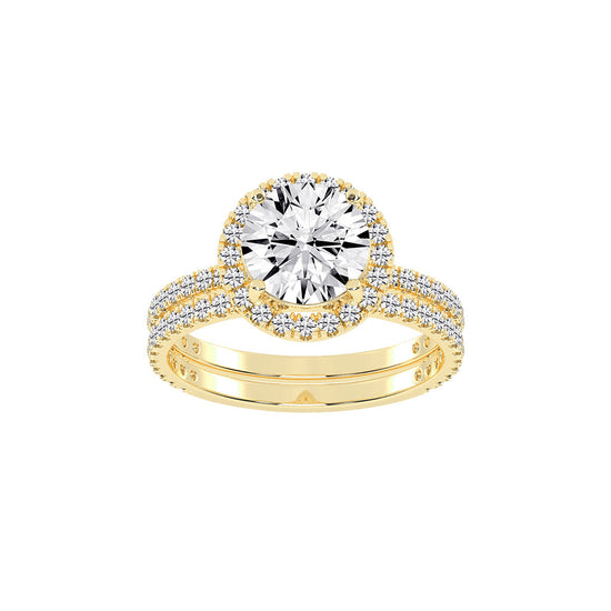 Halorina two row round cut halo lab diamond ring