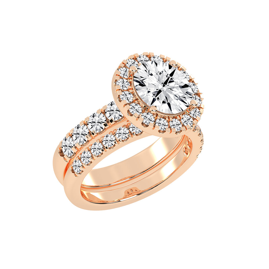 Halorielle two row round cut halo lab diamond ring