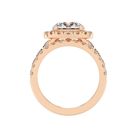 Halorielle two row round cut halo lab diamond ring