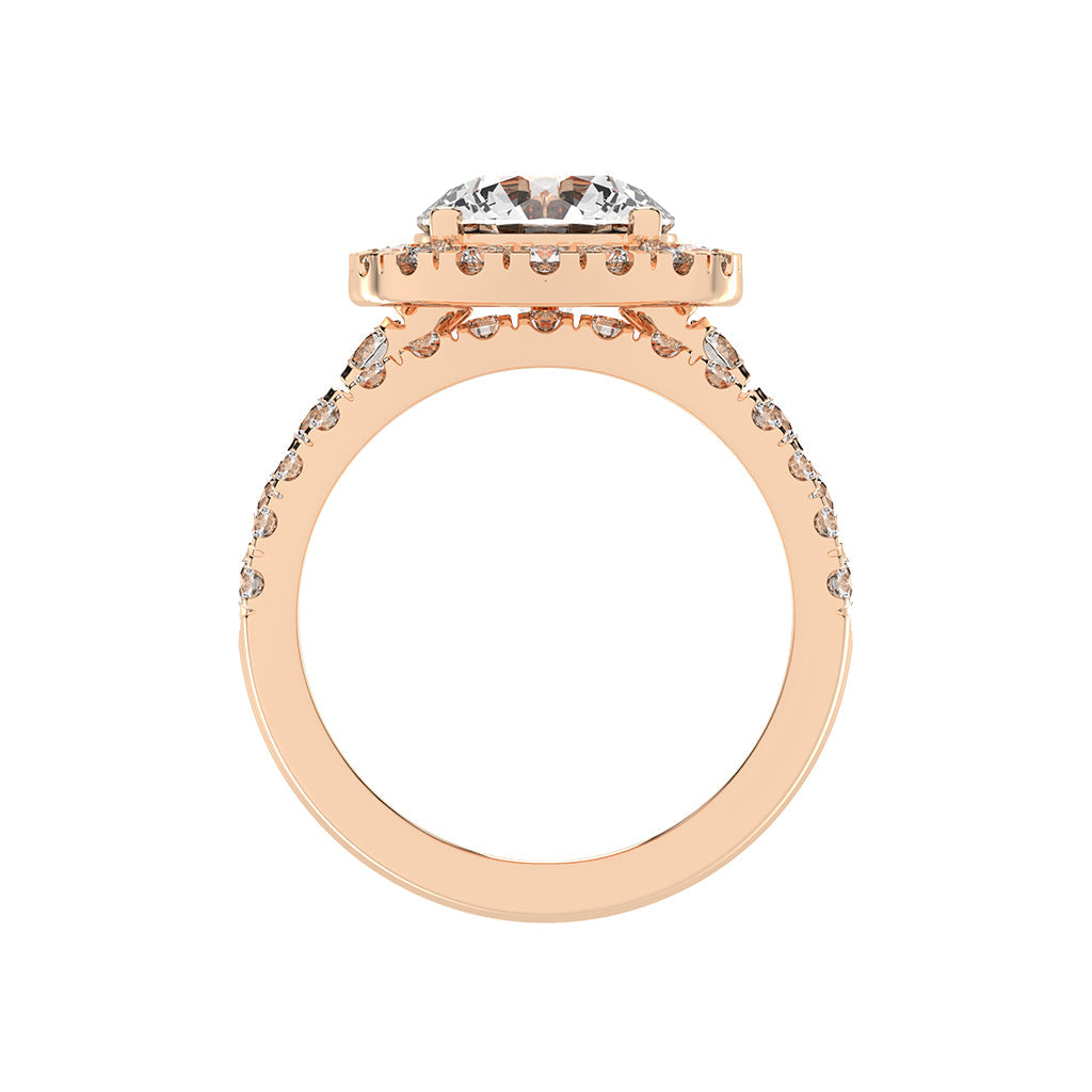 Halorielle two row round cut halo lab diamond ring