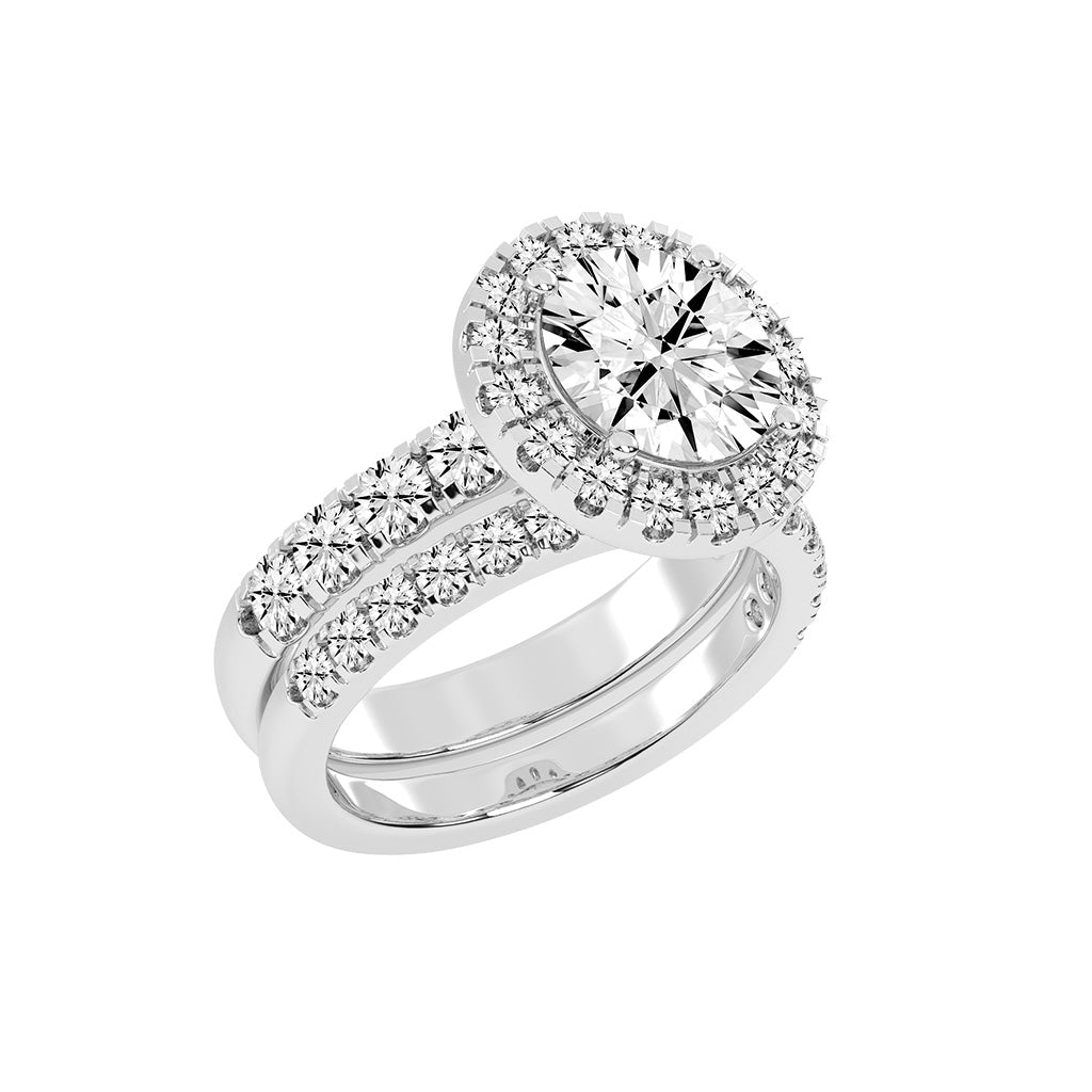 Halorielle two row round cut halo lab diamond ring