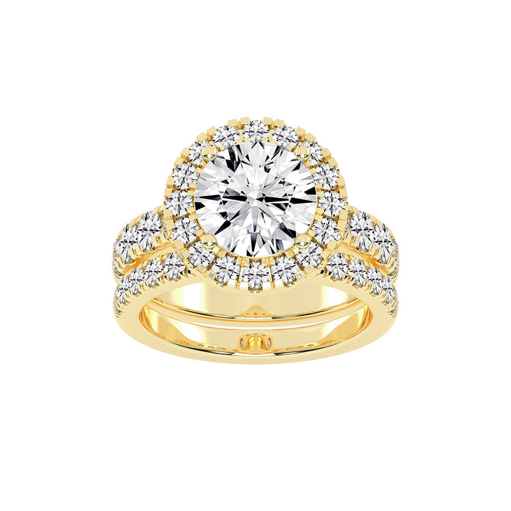 Halorielle two row round cut halo lab diamond ring
