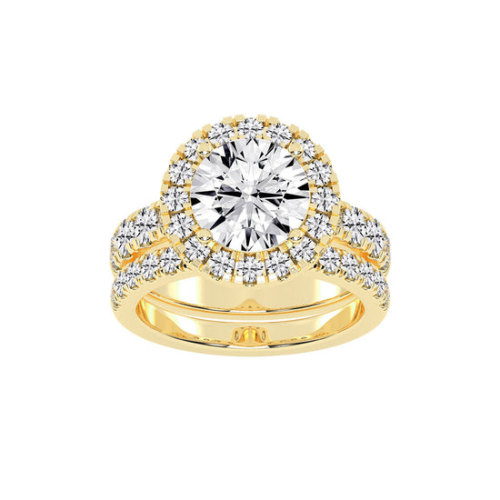 Halorielle two row round cut halo lab diamond ring