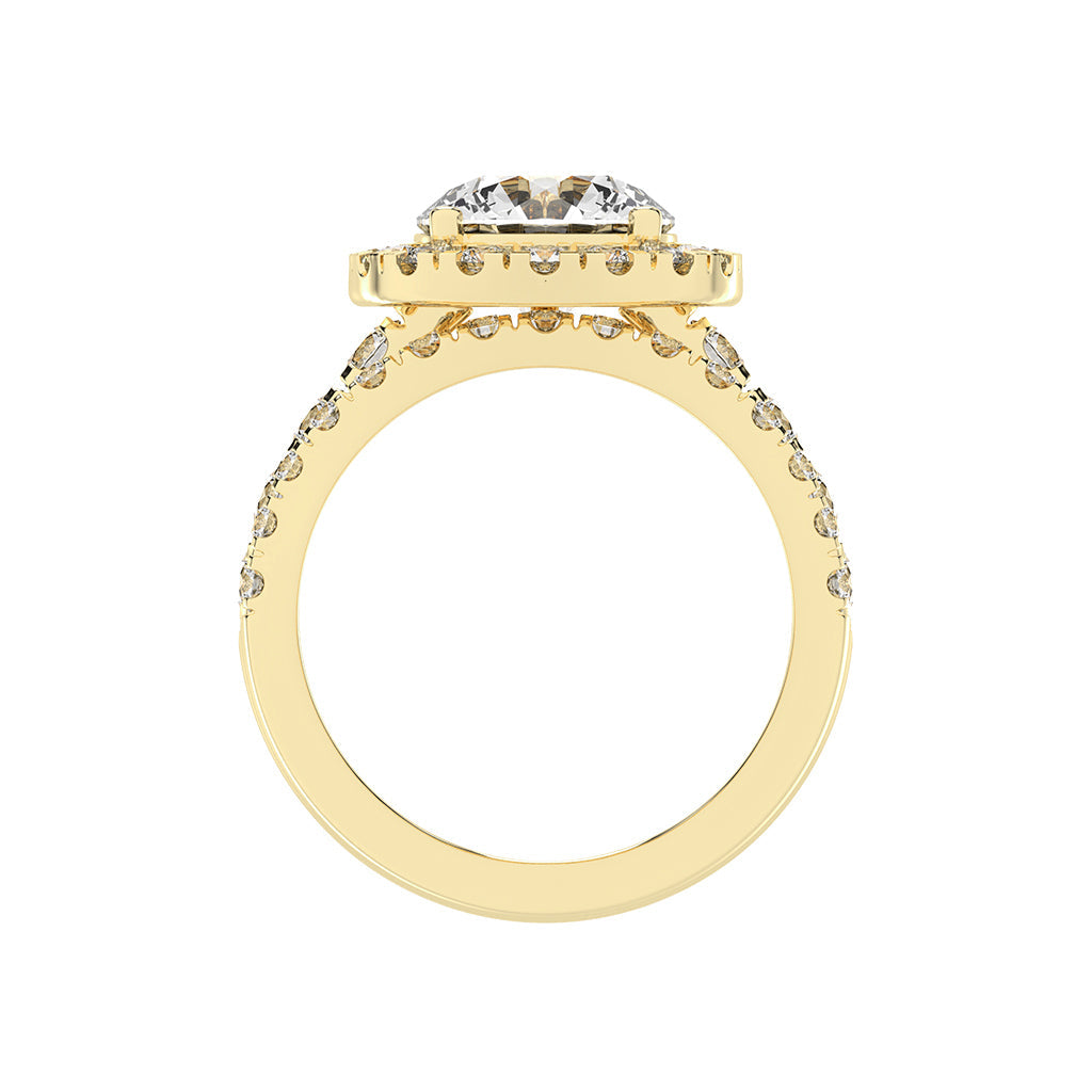 Halorielle two row round cut halo lab diamond ring