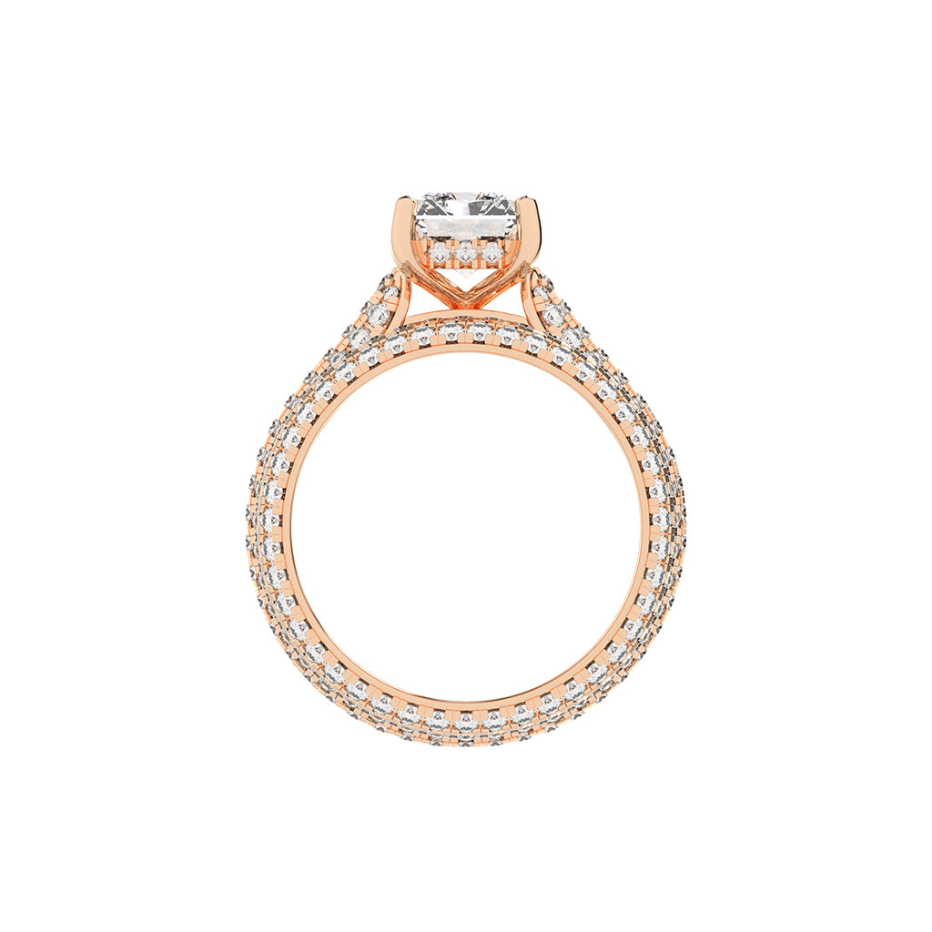 Luxeon Pave setting emerald cut classic lab diamond ring