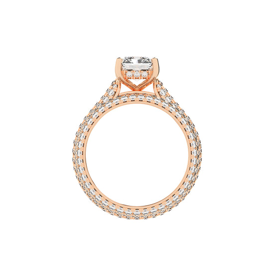 Luxeon Pave setting emerald cut classic lab diamond ring