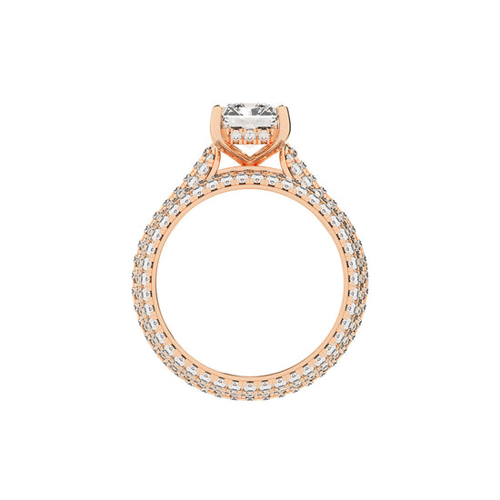 Luxeon Pave setting emerald cut classic lab diamond ring