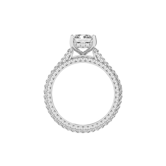Luxeon Pave setting emerald cut classic lab diamond ring