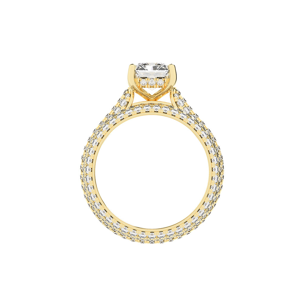 Luxeon Pave setting emerald cut classic lab diamond ring