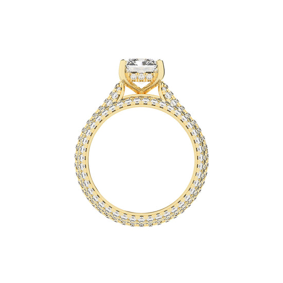 Luxeon Pave setting emerald cut classic lab diamond ring