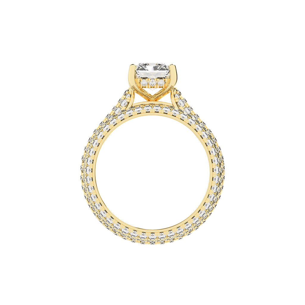 Luxeon Pave setting emerald cut classic lab diamond ring