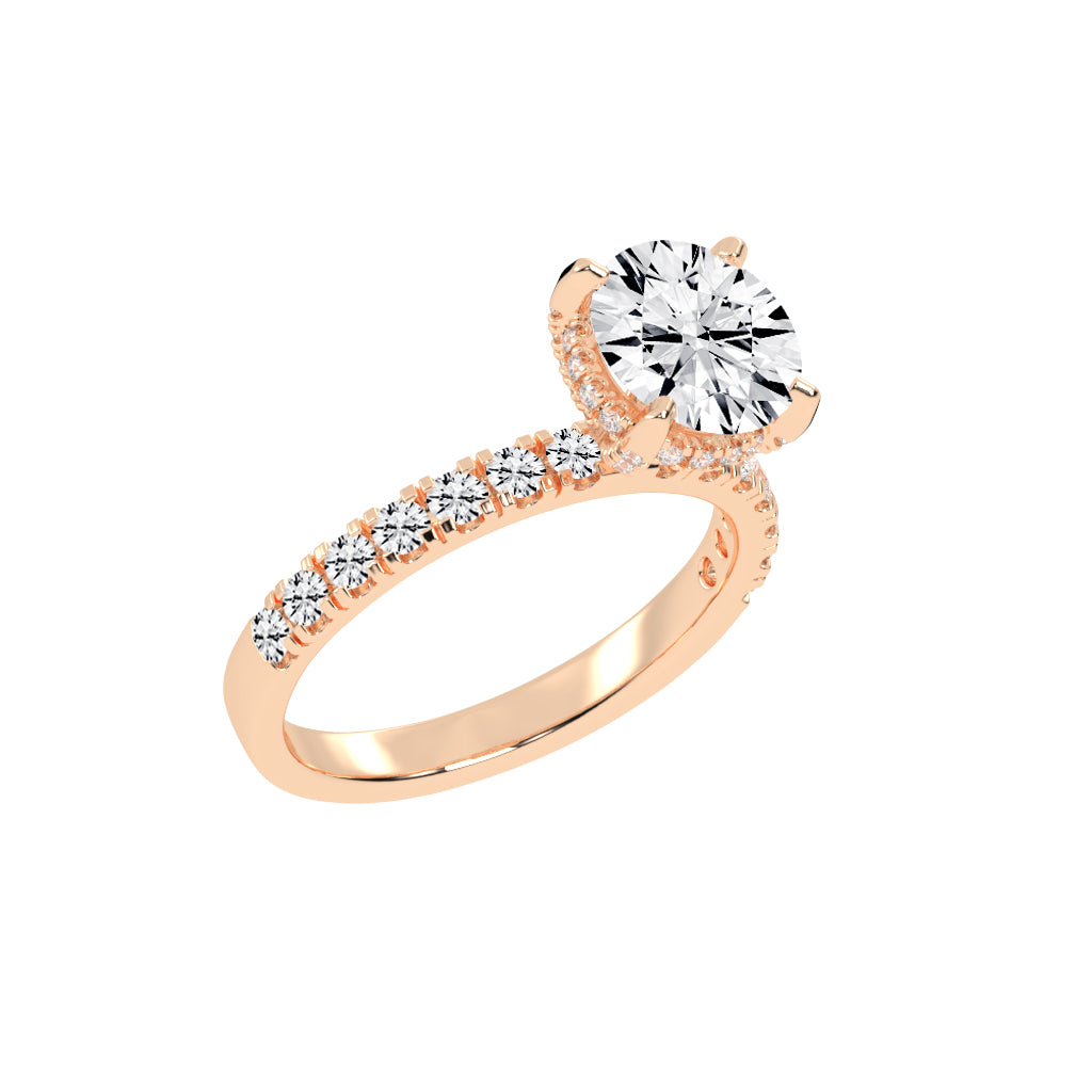 Pave Band Solitaire Engagement Ring