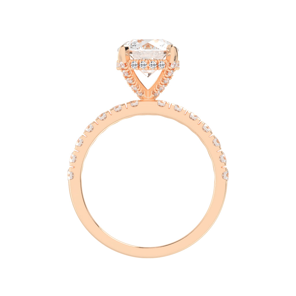 Pave Band Solitaire Engagement Ring