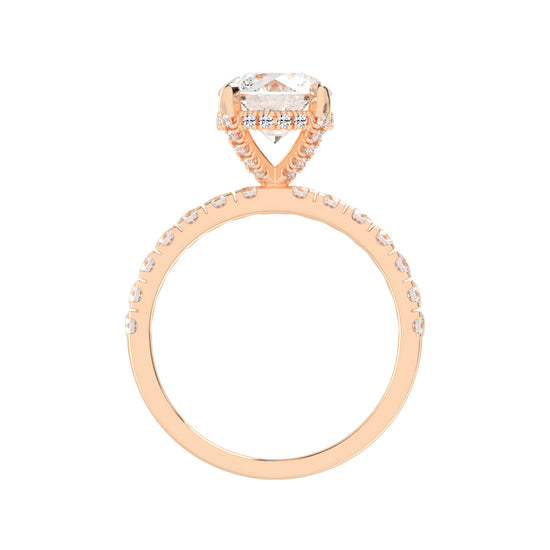 Pave Band Solitaire Engagement Ring