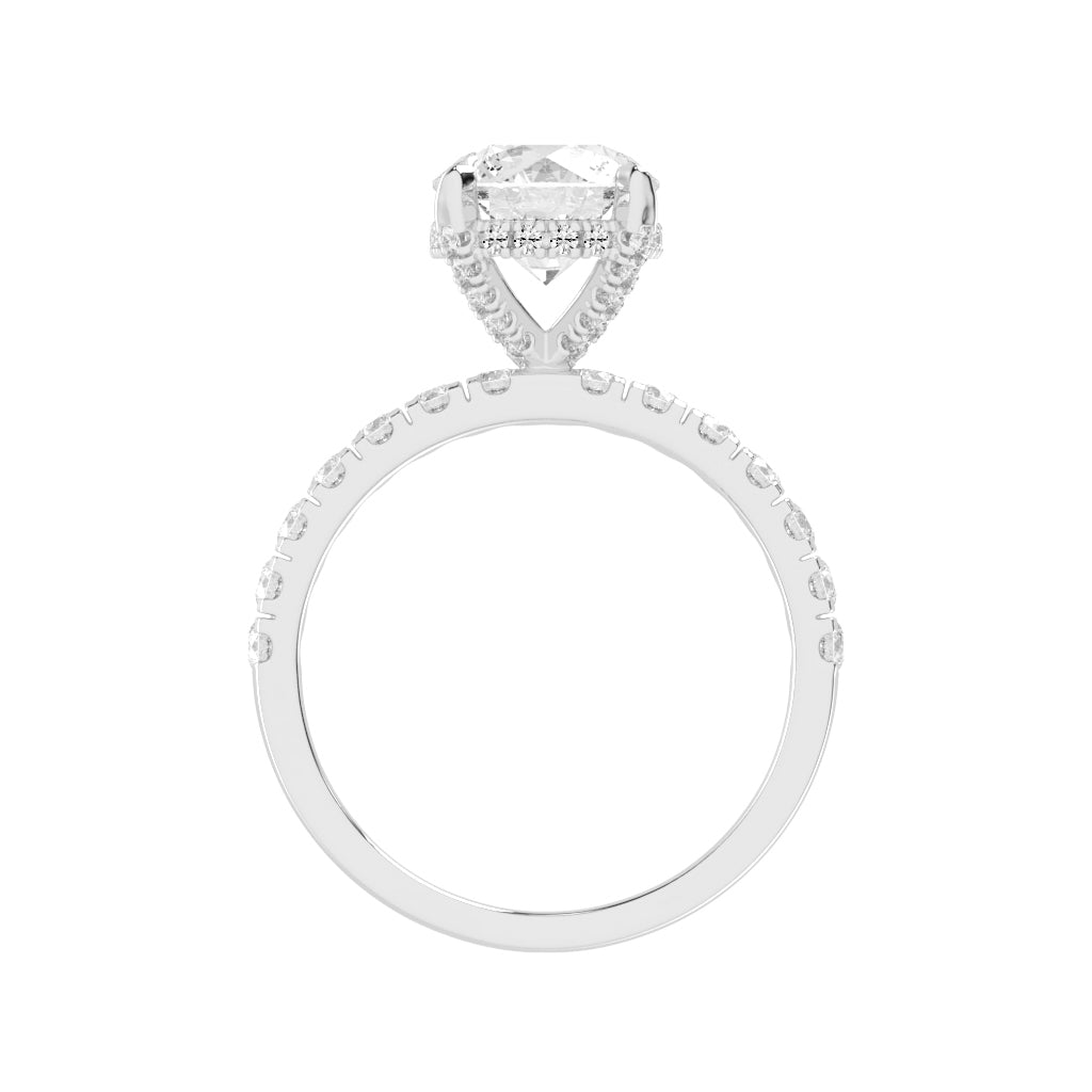 Pave Band Solitaire Engagement Ring
