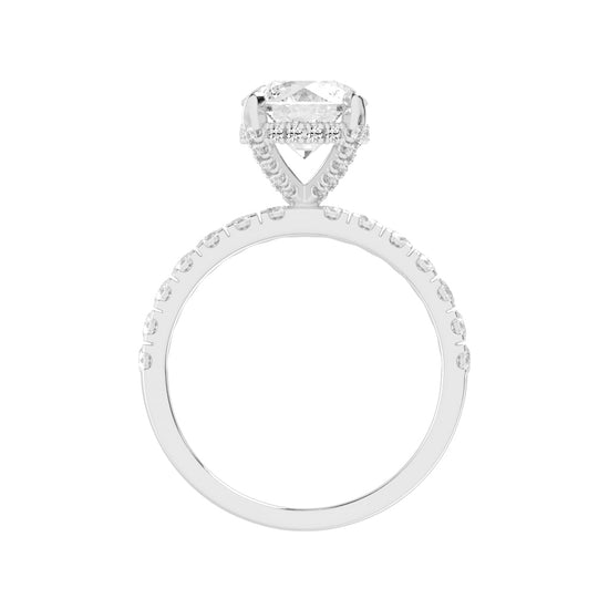 Pave Band Solitaire Engagement Ring