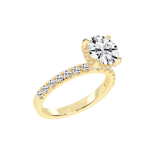 Pave Band Solitaire Engagement Ring