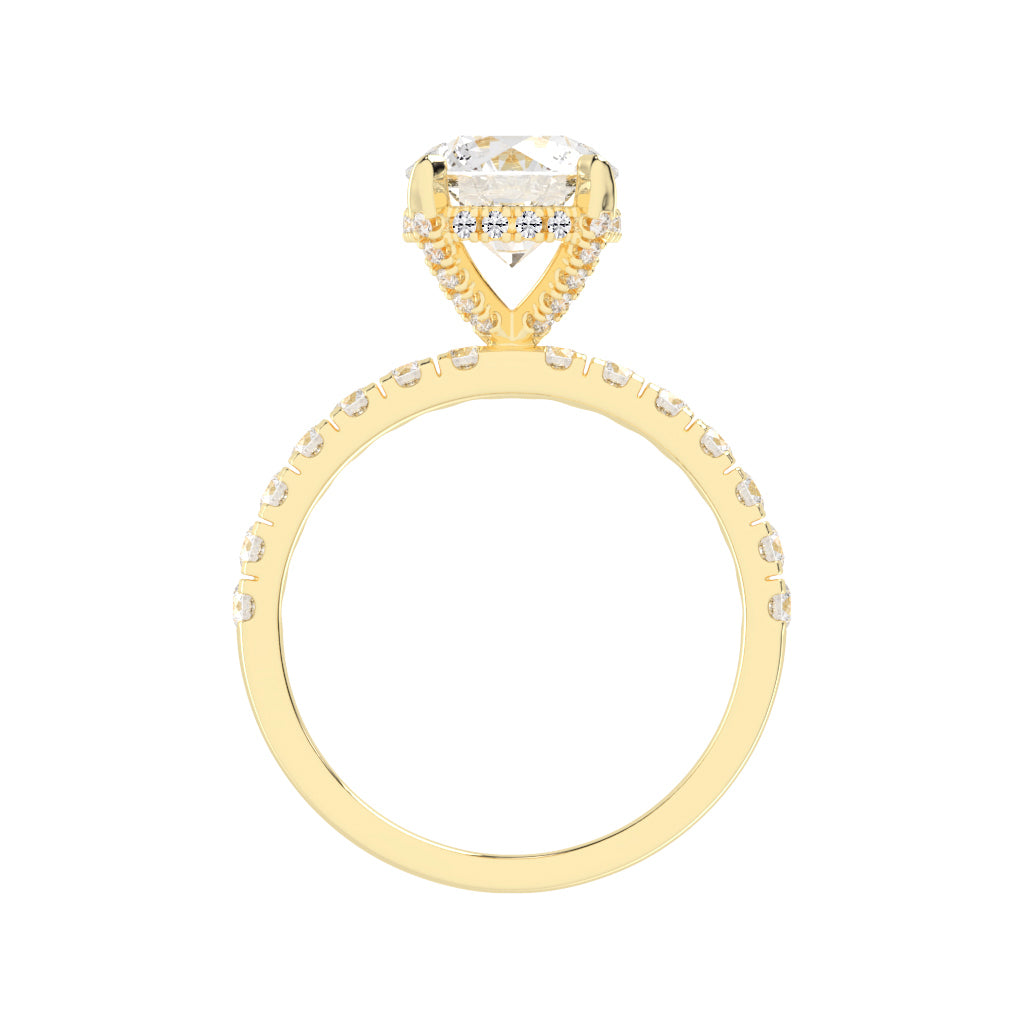Pave Band Solitaire Engagement Ring