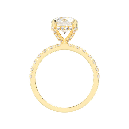 Pave Band Solitaire Engagement Ring