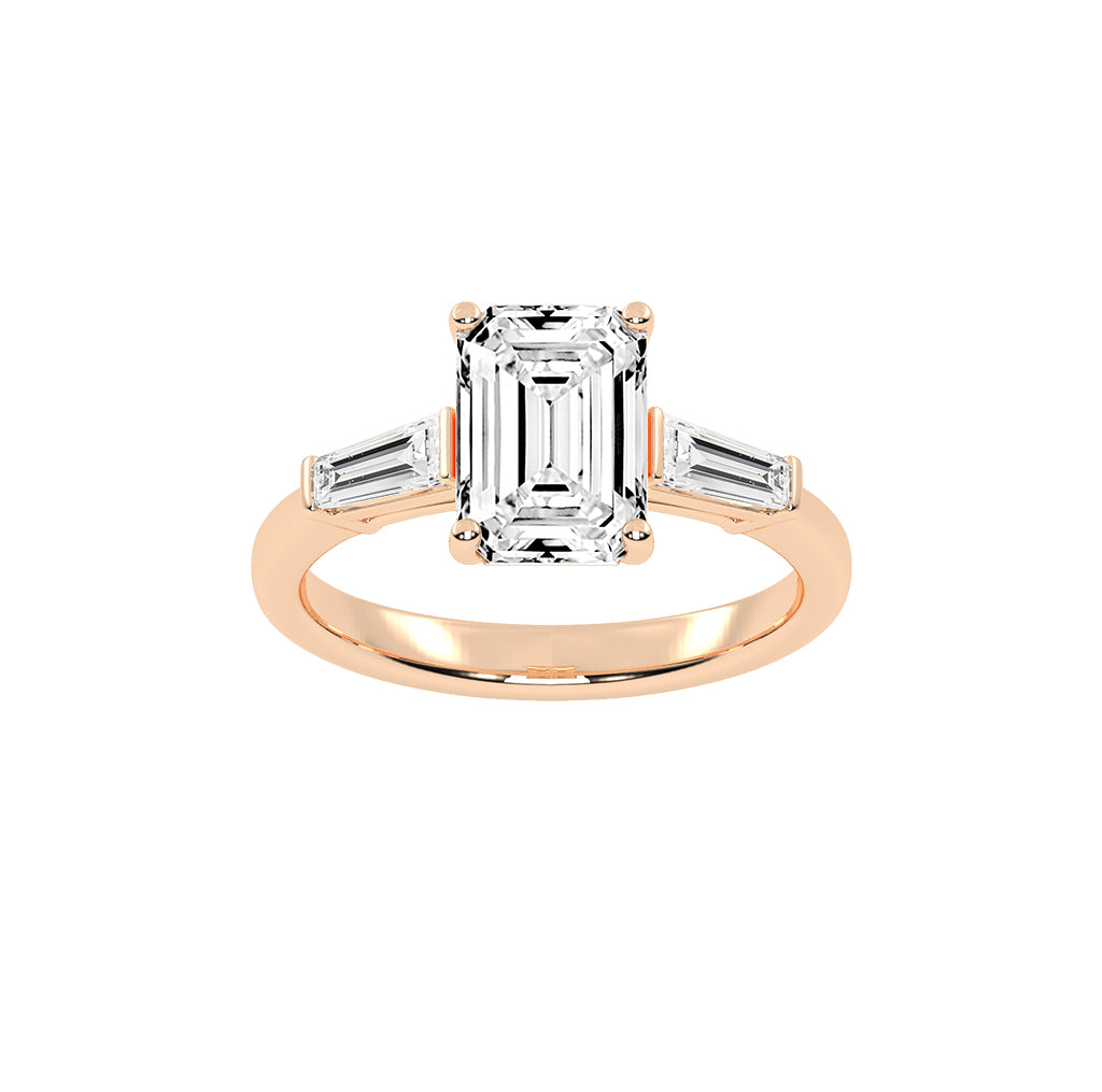 Elegant ThreeStone Emerald Cut Ring