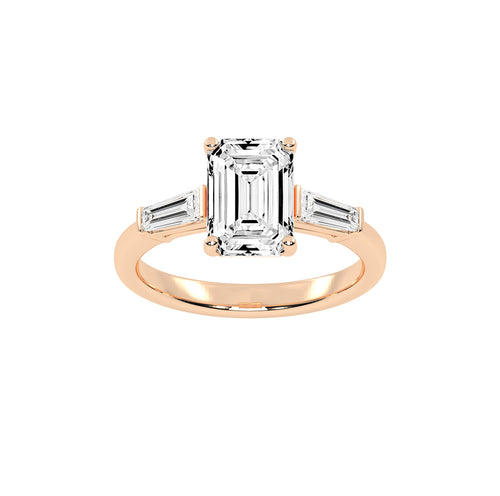 Elegant ThreeStone Emerald Cut Ring