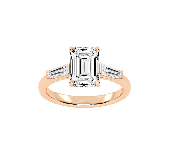 Elegant Three-Stone Emerald Cut Ring