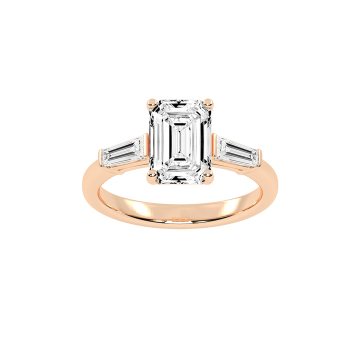 Elegant Three-Stone Emerald Cut Ring