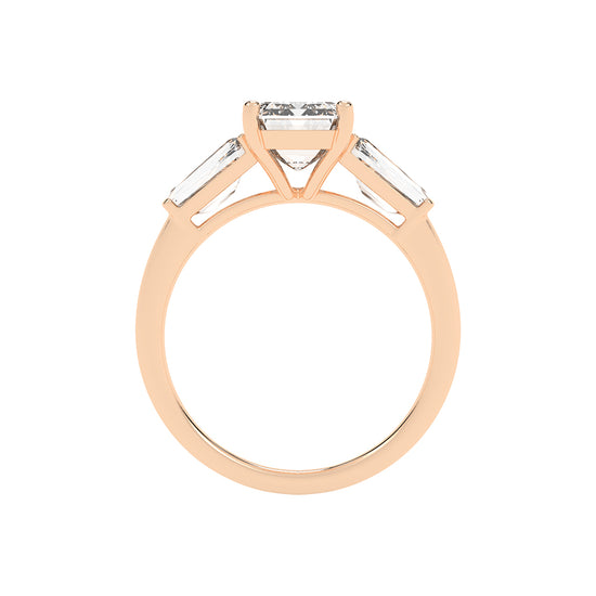 Elegant Three-Stone Emerald Cut Ring