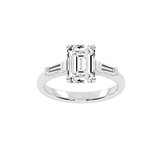 Elegant Three-Stone Emerald Cut Ring