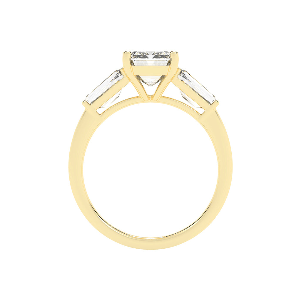 Elegant Three-Stone Emerald Cut Ring
