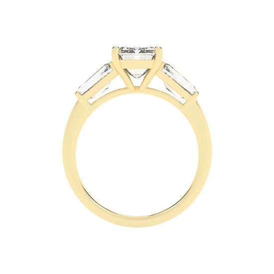 Elegant Three-Stone Emerald Cut Ring