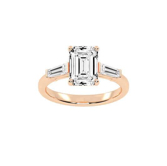 Elegant ThreeStone Emerald Cut Ring