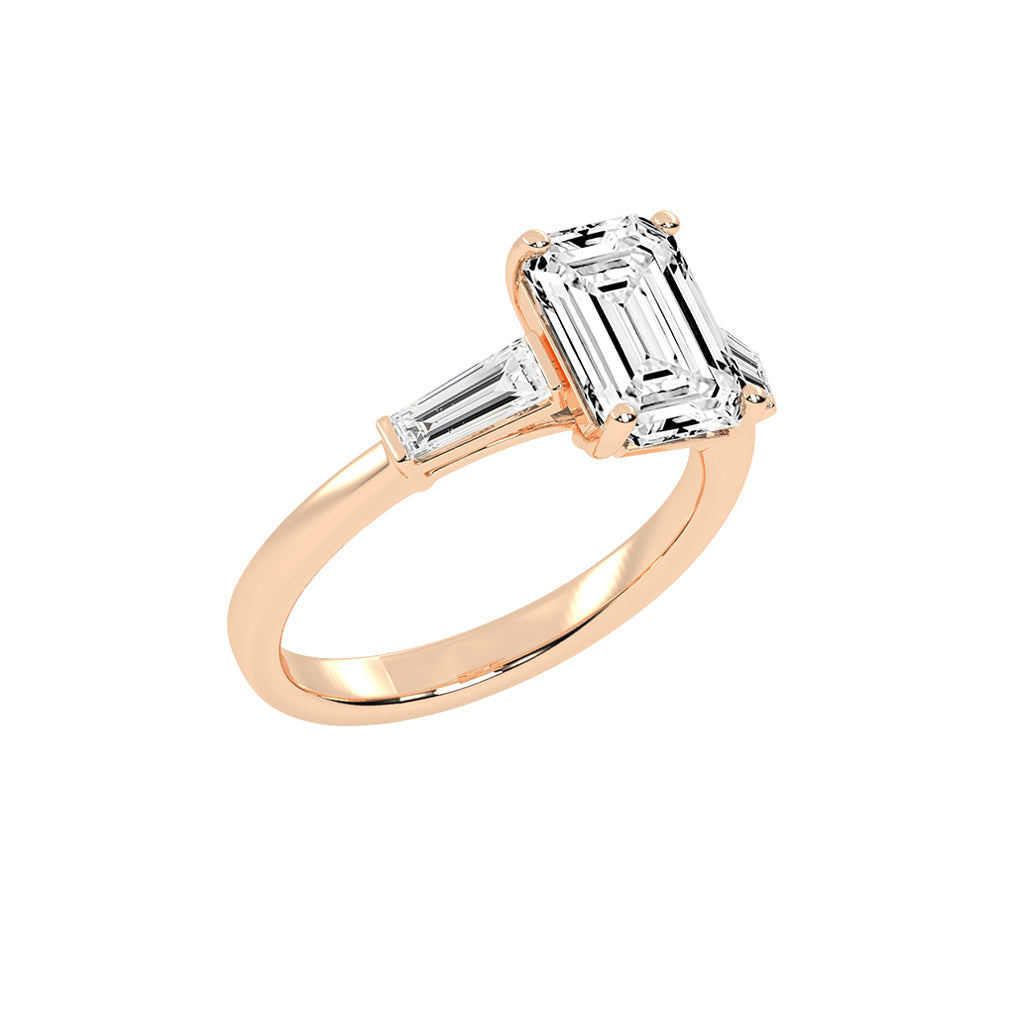 Elegant ThreeStone Emerald Cut Ring