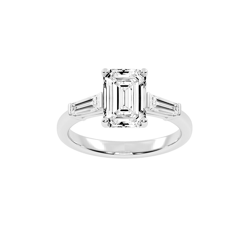 Elegant ThreeStone Emerald Cut Ring