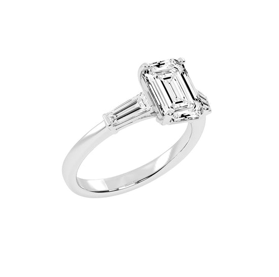 Elegant ThreeStone Emerald Cut Ring
