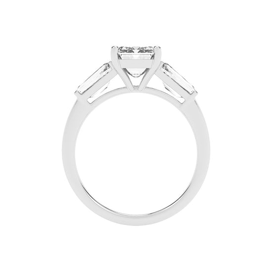 Elegant ThreeStone Emerald Cut Ring