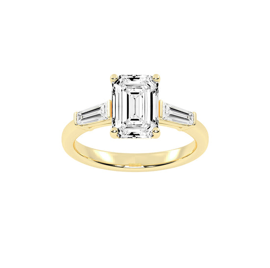 Elegant ThreeStone Emerald Cut Ring