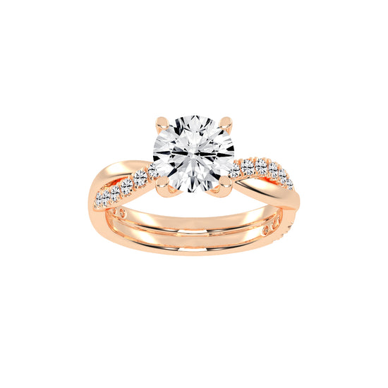 Twisted Pave Solitaire Ring Set