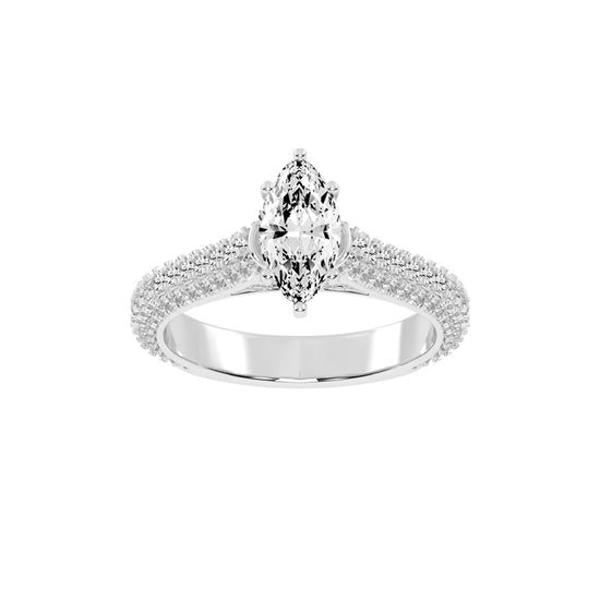 Majestic Marquise Diamond Pave Engagement Ring
