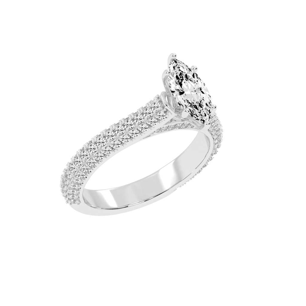 Majestic Marquise Diamond Pave Engagement Ring