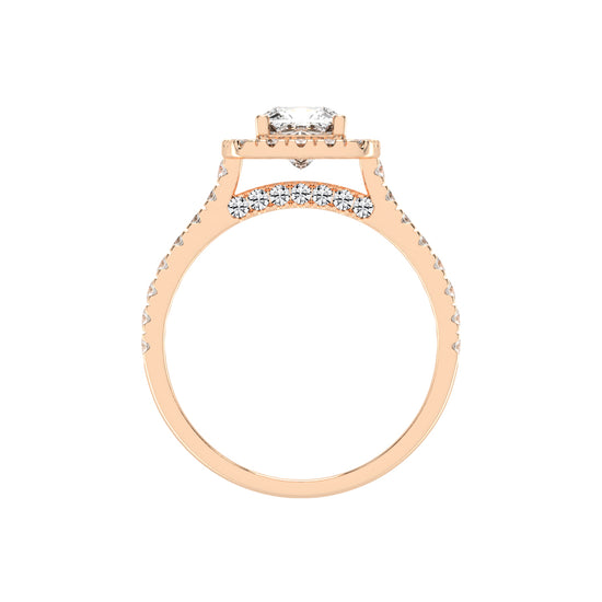 Halorine cushion cut halo lab diamond ring