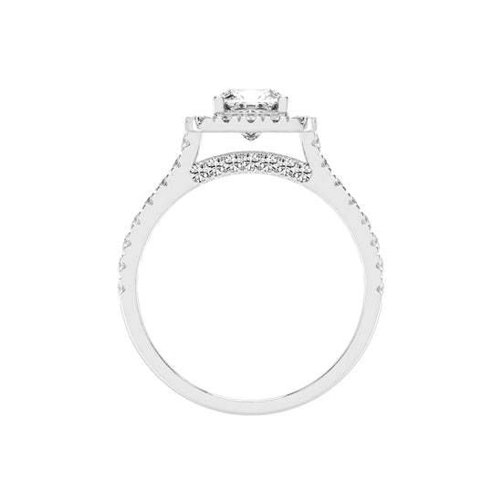 Halorine cushion cut halo lab diamond ring