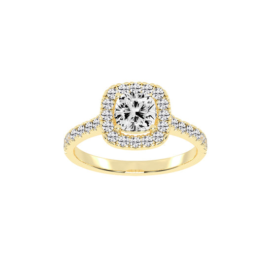 Halorine cushion cut halo lab diamond ring