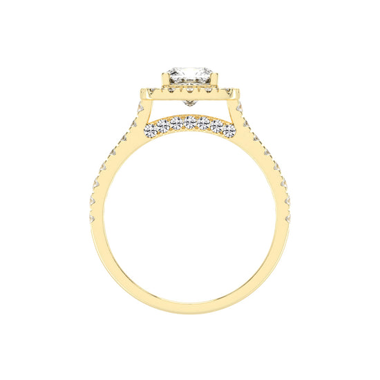 Halorine cushion cut halo lab diamond ring