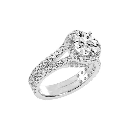 Haloviera split shank round cut halo lab diamond ring