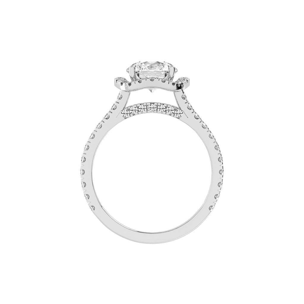 Haloviera split shank round cut halo lab diamond ring
