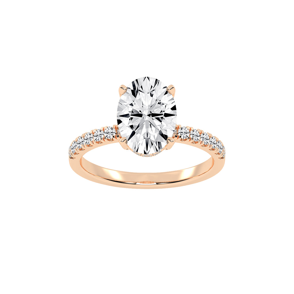 Sideluxe  oval cut side stone lab diamond ring