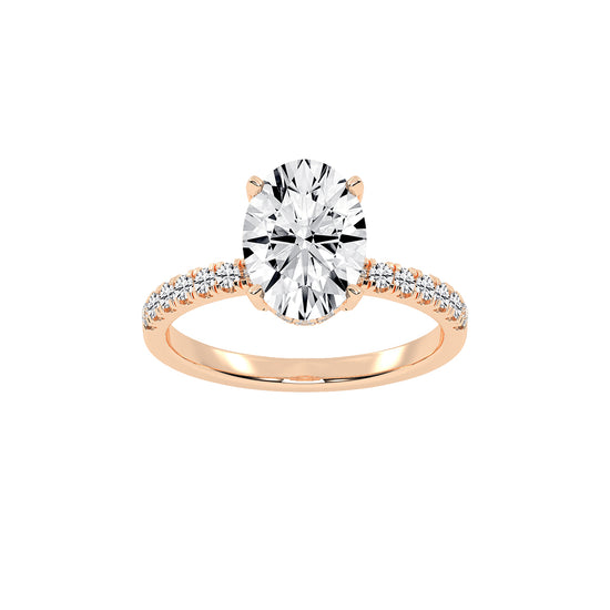 Sideluxe  oval cut side stone lab diamond ring